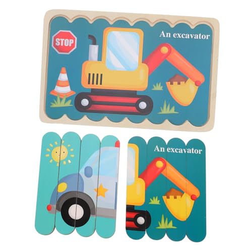 ORFOFE Kinderpuzzle Doppelseitiges Lernspielzeug mit Fahrzeugmotiven Kindgerecht und Sicher Fördert Kreativität und Logisches Denken für Vorschulkinder von ORFOFE