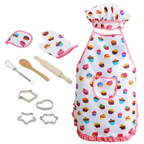 ORFOFE Kochset Teilig mit Kochschürze und Kochmütze Langlebiges Küchenzubehör Rollenspiel Küchenwerkzeuge für Kleinkinder Pädagogisches Backspielzeug von ORFOFE