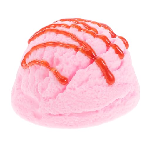 ORFOFE Künstliche Eiscreme Kugeln Realistisches Eismodell für Partys und Dekoration Simulierte Eiscreme mit Erdbeersoße für Fotos und Kreative Spielideen für Sammler von ORFOFE