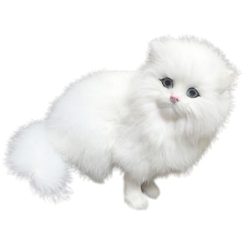 ORFOFE Lebensechte Perserkatze Figur Hochwertiges Kunstfell Realistische Katzenmodell Deko Detailgetreues Fake Cat für Wohnraumgestaltung von ORFOFE