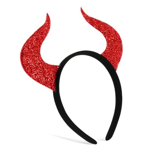ORFOFE Leichtes Horn-haarreif Halloween Kopfstück Teufelshörner Stirnband Verstellbar Cosplay Kostüm Zubehör für Erwachsene Karneval Party von ORFOFE