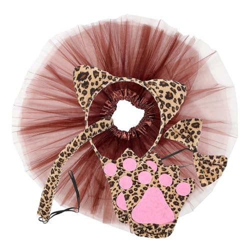 ORFOFE Leoparden Kostüm Teiliges Verkleidungsset mit Leoparden Ohren Haarreif Fliege Handschuhe und Tüllrock Bequemes Cosplay Outfit für Geburtstagsfeiern Halloween und Kostümpartys ORFOFE Leoparden Kostüm Teiliges Verkleidungsset mit Leoparden Ohren Haarreif Fliege Handschuhe und Tüllrock Bequemes Cosplay Outfit für Geburtstagsfeiern Halloween und Kostümpartys von ORFOFE