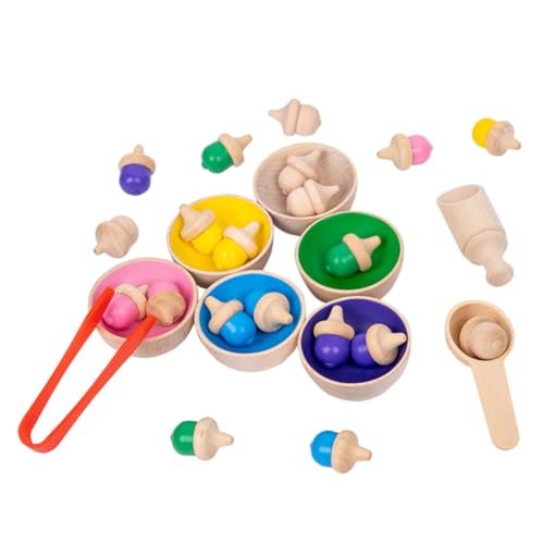ORFOFE Lernspielzeug Farben Sortierbecher Holzspielzeug mit Gyroskop für Farberkennung und Kognitive Entwicklung Robustes Montessori Spiel für Jungen und Mädchen Ab Jahren von ORFOFE