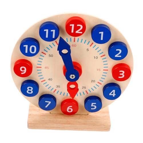 ORFOFE Lernuhr aus Natürlichem Holz Robustes Uhrmodell zum Zeitablesen Lernen Fördert Hand Auge Koordination und Logisches Denken Tragbares Pädagogisches für Vorschulkinder von ORFOFE
