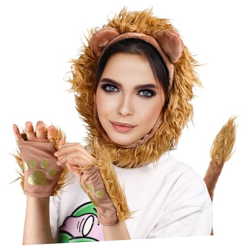 ORFOFE Löwenkostüm Set Braunes Stirnband mit Ohren und Falschem Langlebiges Roleplay Zubehör für Fasching Karneval Geburtstagsfeier Halloween von ORFOFE