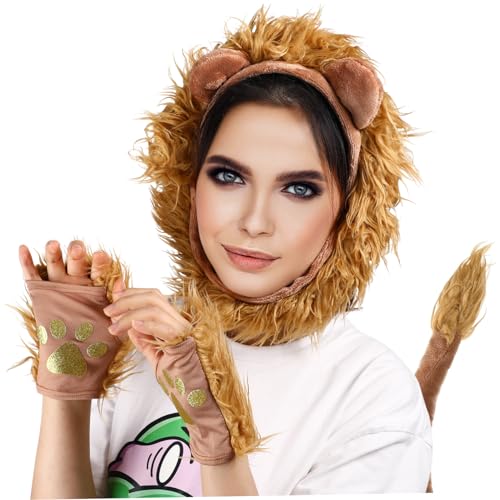 ORFOFE Löwenkostüm Set Teilig mit Braunem Haarreif und Löwenschwanz Langlebiges Material Bequemes Tragen für Karneval Halloween Geburtstage und Rollenspiele ORFOFE Löwenkostüm Set Teilig mit Braunem Haarreif und Löwenschwanz Langlebiges Material Bequemes Tragen für Karneval Halloween Geburtstage und Rollenspiele von ORFOFE