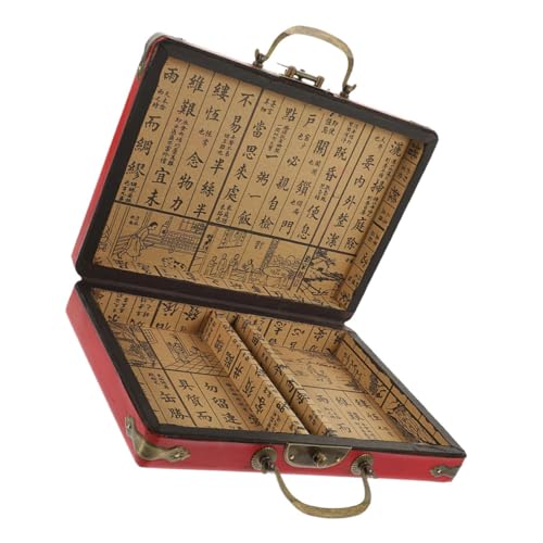 ORFOFE Mahjong Aufbewahrungsbox Holz PU Robust Tragbar mit Schnalle Stilvoll für Reisen Familie Freunde ORFOFE Mahjong Aufbewahrungsbox Holz PU Robust Tragbar mit Schnalle Stilvoll für Reisen Familie Freunde von ORFOFE