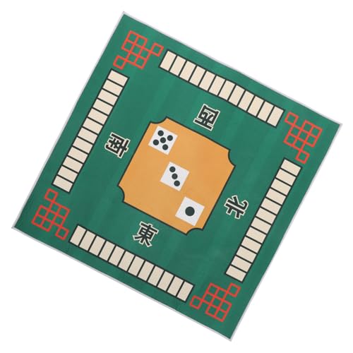 ORFOFE Mahjong Tischmatte Quadratisch Grün Polyester mit Rutschfester Latexunterseite Geräuschdämpfend Langlebig Strapazierfähig Farbecht Geeignet für Mahjong Poker und Domino Spiele von ORFOFE