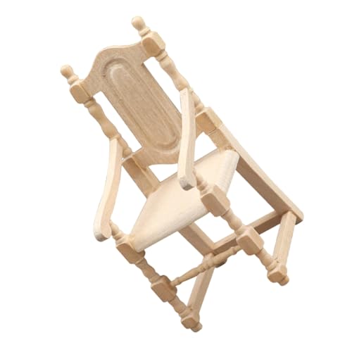 ORFOFE Maßstab Kinderzimmer Zubehör Dekorativer Puppenstuhl aus Robustem Holz Kompakt Leicht für Miniaturraumgestaltung und Fotorequisiten von ORFOFE