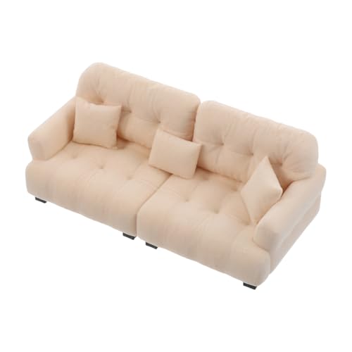 ORFOFE Maßstab Modernes Plüschsofa mit Kissen Langlebige Miniaturmöbel für Stilvolle Puppenhaus Wohnzimmerdekoration Platzsparend und Vielseitig für Kleine Puppenhäuser von ORFOFE