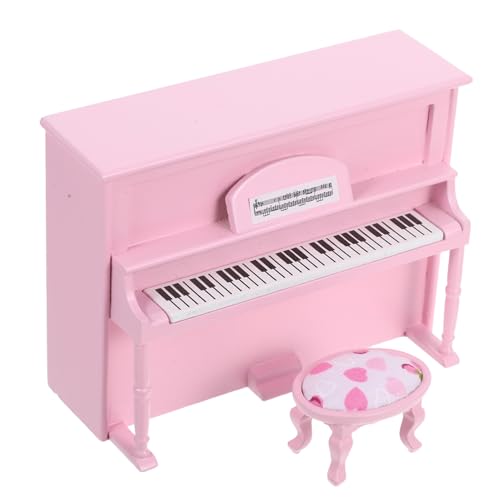 ORFOFE Maßstab Realistisch Gestaltetes Mini Upright Piano Möbel Zubehör Puppenhaus Dekoration für Sammler und Musikliebhaber Rosa von ORFOFE