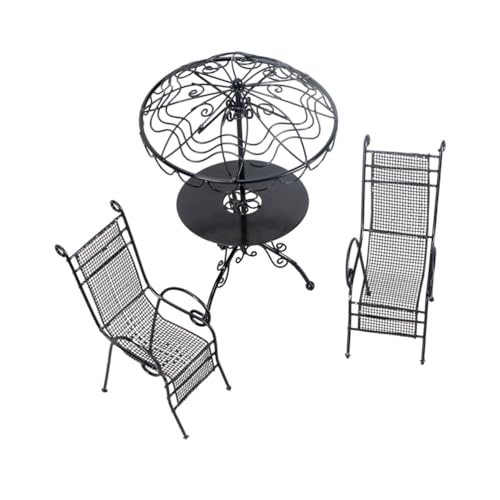 ORFOFE Maßstab Teiliges Metall Outdoor Tisch Stühle Schwarz Puppenhaus Dekoration Landschaftsmodell ORFOFE Maßstab Teiliges Metall Outdoor Tisch Stühle Schwarz Puppenhaus Dekoration Landschaftsmodell von ORFOFE