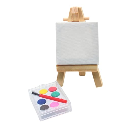 ORFOFE Mini Holzstaffelei mit Malbrett und Mini Leinwand Dekoratives für Puppenhaus Fotorequisit und Wohnaccessoire von ORFOFE