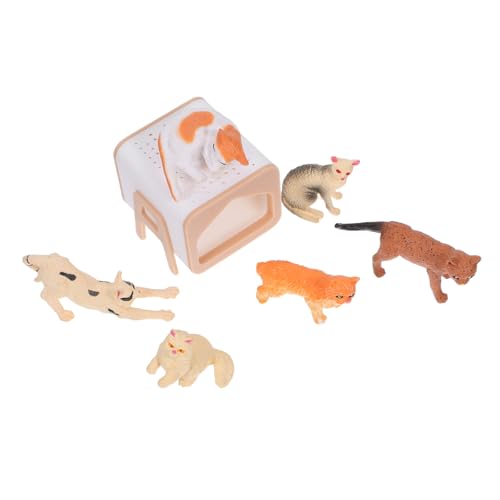 ORFOFE Mini Katzennest Modell Katzendekor Tortenaufsätze Geburtstag Puppenhaus Rollenspiel Lernspielset Spielset Spielzeugfiguren Miniatur Katzenstatue Tortenaufsätze von ORFOFE