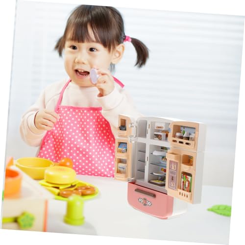 ORFOFE Mini Kühlschrank Spielzeugset Rot Kindgerechtes Mini Food und Langebige Kunststoffausführung mit Glatten Kanten Sicher und Realistisch für Puppenhaus Dekoration und Rollenspiele von ORFOFE