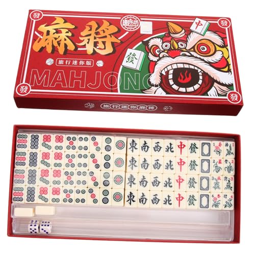 ORFOFE Mini Mahjong Set Tragbar Verschleißfestes Reise Mahjong Kit aus Hochwertigem Material Kompaktes Spiel für Freunde Familie und Partys Leicht zu Lernen für Drinnen und Draußen von ORFOFE