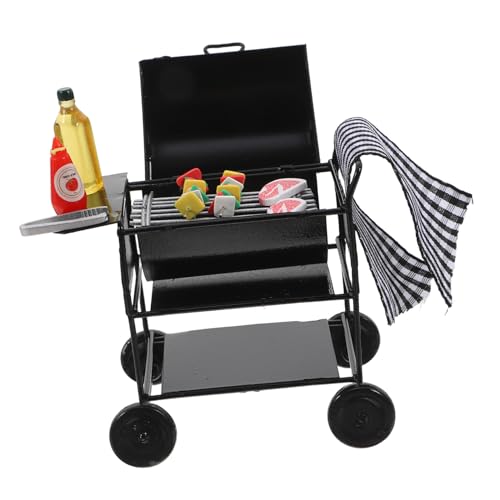 ORFOFE Miniatur Barbecue Grill Puppenhaus Zubehör Realistisches Design Stabiles Sicher mit Abgerundeten Kanten Kreative Hand Augen Koordination Geeignet für Puppenhaus und Miniaturgarten von ORFOFE