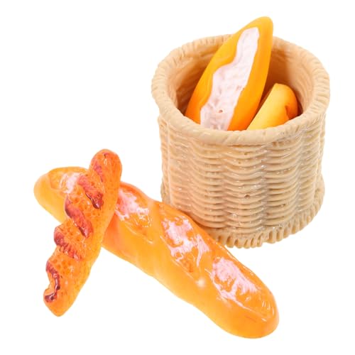 ORFOFE Miniatur Brotkorb aus Resin Realistisches Künstliches Brot Modell Dekoratives Puppenhaus Zubehör Geeignet als Fotorequisite Heim und Ladendekoration Langlebig und Sicher von ORFOFE