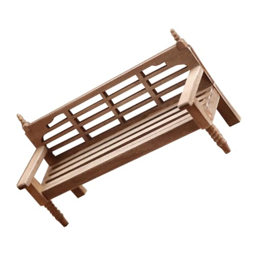 ORFOFE Miniatur Gartenbank aus Holz Wetterfeste Miniaturmöbel für Puppenhaus Detailreiche Outdoor Dekoration Langlebiges Modell für Kleine Hauslandschaften von ORFOFE