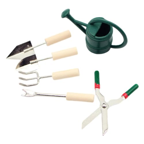 ORFOFE Miniatur Gartenwerkzeug Set Teilig mit Realistischem Miniatur Gießkanne und Gartenschaufel Stabiles Material Dekoratives Garten Zubehör für Puppenhaus und Mini Garten Landschaft von ORFOFE