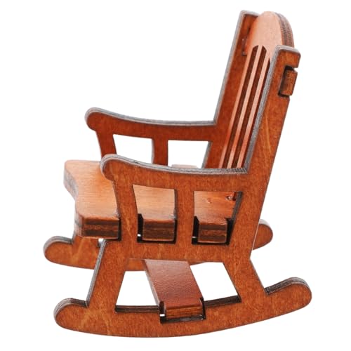 ORFOFE Miniatur Holz Schaukelstuhl Puppenhaus Möbel Handgefertigt Mini Dekoration Zubehör Vintage Stil Naturholz Oberfläche von ORFOFE