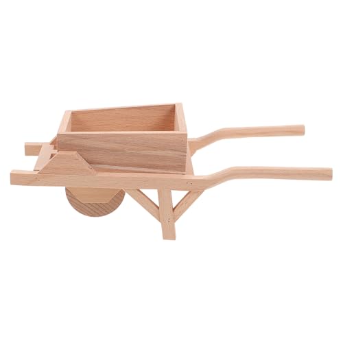 ORFOFE Miniatur Holz schubkarre Garten Deko Realistisches Design Leicht und Robust für Miniaturgärten Bonsai Dekoration Wetterfest für Drinnen und Draußen Charmantes Accessoire für von ORFOFE