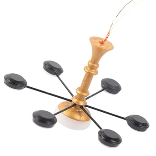 ORFOFE Miniatur Kronleuchter Miniatur Deckenlampe Pendelleuchte für Puppenhaus Möbel Ornament Warmweiß Gold Schwarz DIY Beleuchtung von ORFOFE