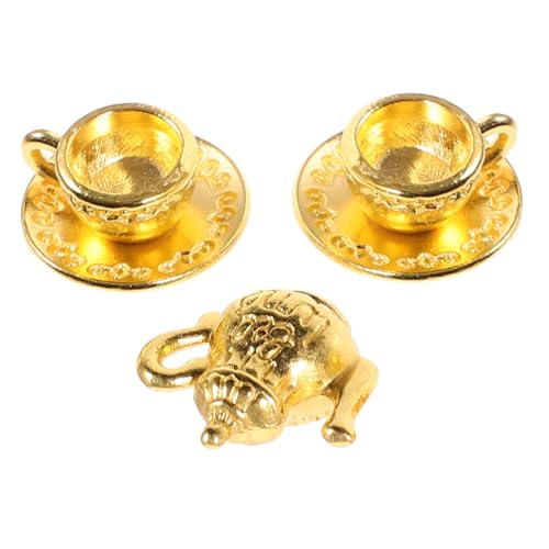ORFOFE Miniatur Metall Mini Tee Tassen für Puppenhaus Zubehör Feines Miniatur Metall Teekannen Modell Dekoratives Mini Tee Service für Puppenmöbel von ORFOFE