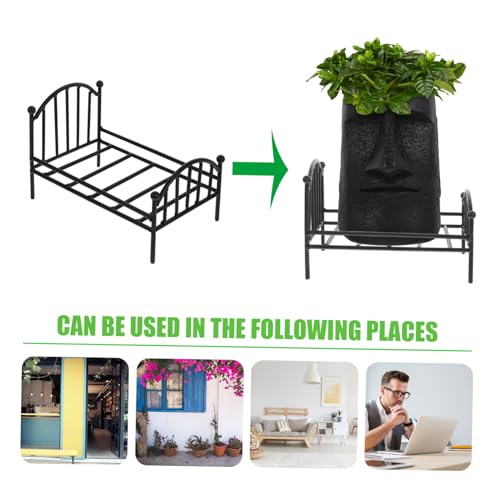 ORFOFE Miniatur Metallbettgestell für Puppenhaus Realistisches Design Stabiles Eisen Dekoratives Mini Schlafzimmer Möbel für Tiny House Accessoires und Puppenbett Zubehör von ORFOFE
