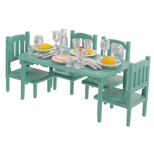 ORFOFE Miniatur Möbelzubehör Küchenmöbel Puppenhaus Möbel Miniatur Esstisch Stuhl mit Puppenhaus Ministühle Puppenhaus Esstisch Stuhl Winzigen Modellen Kinder Rollenspielspielzeug von ORFOFE