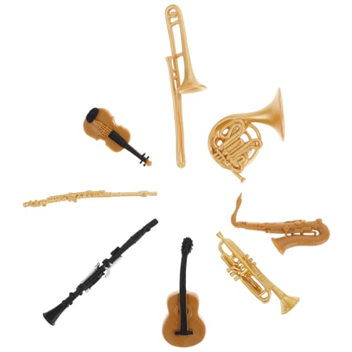 ORFOFE Miniatur Musikinstrument Set Realistische Saxophon Trompete Klarinette Flöte Gitarre Violine Modell Dekoration Vielseitig für Musiker Anfänger Profis Zuhause Büro von ORFOFE