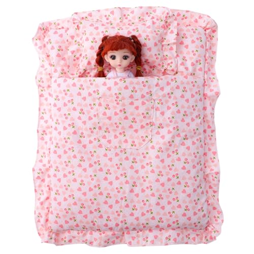 ORFOFE Miniatur Puppenbett Schlafsack mit Realistischem Erdbeerdesign Dekorativ Langlebig Schnell Einsetzbar für Puppenhaus Schlafzimmer Zubehör von ORFOFE