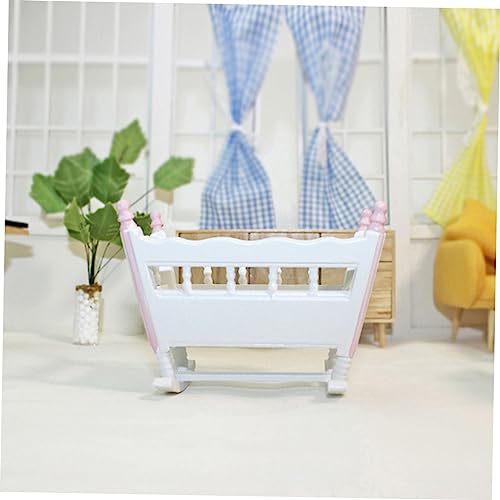 ORFOFE Miniatur Puppenhaus Babybett aus Holz Mini Schlafzimmer Möbel Fein Verarbeitet Sicher für Puppenhaus Szenen und Kinderzimmer Dekoration von ORFOFE