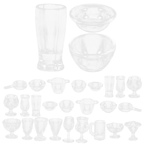 ORFOFE Miniatur Puppenhaus Eisbecher Set aus Langlebigem Kunststoff Realistische Mini Küchen Deko Dessert Becher Modell für Puppenhaus Zubehör und Rollenspiel Wiederverwendbar von ORFOFE