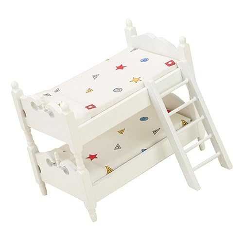 ORFOFE Miniatur Puppenhaus Etagenbett Doppelstockbett Puppenmöbel Schlafzimmer Zubehör Klassisches Design Platzsparend Realistische Proportionen für Puppenhaus Dekoration von ORFOFE
