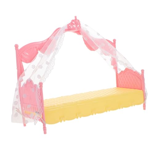 ORFOFE Miniatur Puppenhaus Möbel Prinzessin Puppenbett mit Schlafvorhang Mini Dollhouse Bett Einfach zu Montieren für Mädchen Puppenstube ORFOFE Miniatur Puppenhaus Möbel Prinzessin Puppenbett mit Schlafvorhang Mini Dollhouse Bett Einfach zu Montieren für Mädchen Puppenstube von ORFOFE