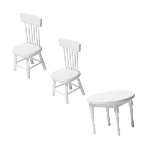 ORFOFE Miniatur Puppenhaus Möbel Set Weißer Runder Holztisch mit Stühlen Verarbeitung Dekoratives Miniatur Accessoire für Schreibtisch und Kindertisch Leicht und Platzsparend ORFOFE Miniatur Puppenhaus Möbel Set Weißer Runder Holztisch mit Stühlen Verarbeitung Dekoratives Miniatur Accessoire für Schreibtisch und Kindertisch Leicht und Platzsparend von ORFOFE
