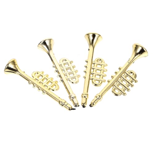 ORFOFE Miniatur Puppenhauszubehör Puppenhaus Musikinstrumente Miniatur Trompetenmodelle Goldene Trompete Kunststoffinstrumente Miniatur Musikdekor Instrument Ornament Dekoration von ORFOFE