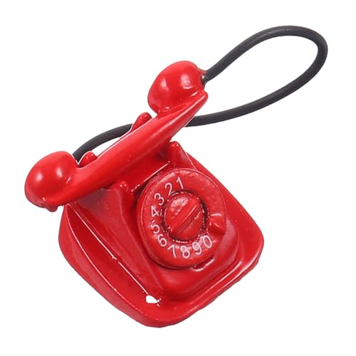 ORFOFE Miniatur Retro Spieltelefon Modell für Puppenhaus Kleines Rotes Telefon aus Robustem Material Realistische Miniaturdekoration und Vielseitiges Zubehör für DIY Dollhouse Zubehör von ORFOFE
