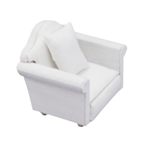 ORFOFE Miniatur Sofa Modell Weiß DIY Mini Haus Möbel Zubehör Farbige Karomuster Puppenhaus Dekoration Miniatur Sofamodell für Puppenhaus und Foto Requisite von ORFOFE