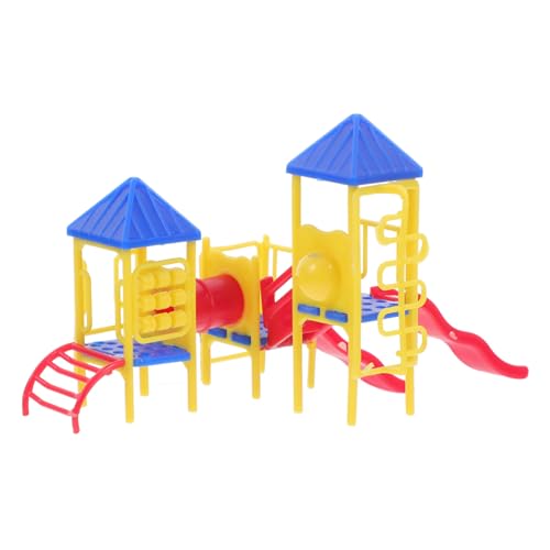 ORFOFE Miniatur Spielplatz Modell Rutsche Kunststoff DIY Sandtisch Dekoration Bunte Puppenhaus Zubehör Lernspielzeug für Jungen Mädchen Zufällige Farbe von ORFOFE