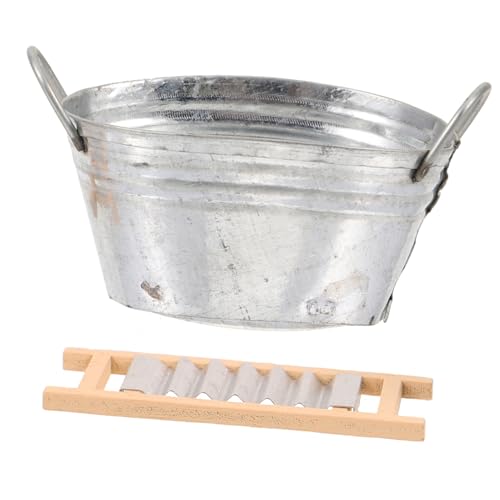 ORFOFE Miniatur Waschbecken mit Waschbrett Set aus Metall Dekoratives Puppenhaus Zubehör für Mini Haus Realistisches DIY Modell für Puppenhaus Bad Wäsche-Dekoration ORFOFE Miniatur Waschbecken mit Waschbrett Set aus Metall Dekoratives Puppenhaus Zubehör für Mini Haus Realistisches DIY Modell für Puppenhaus Bad Wäsche-Dekoration von ORFOFE