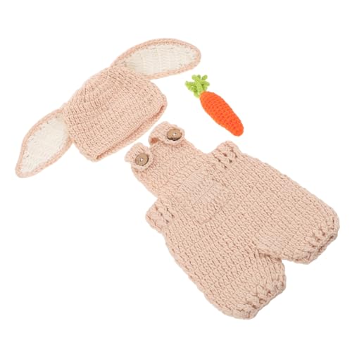 ORFOFE Neugeborenen Bunny Outfit mit Handgehäkelter Karotte und Verstellbaren Stricklatzhosen Weiches Hautfreundliches Babykostüm für Frühlings-fotoshootings von Jungen und Mädchen von ORFOFE