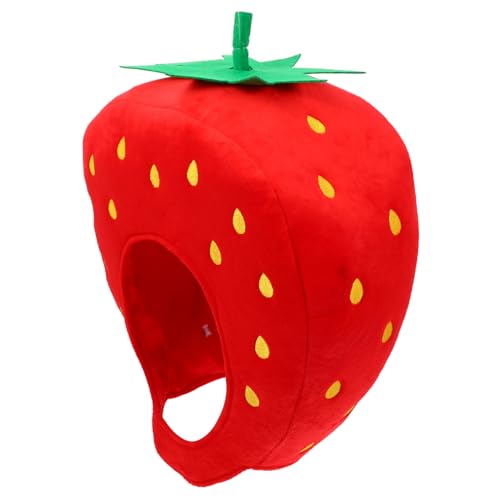 ORFOFE Plüsch Erdbeer-kopfbedeckung Kuscheliger Party-hut Cartoon Foto-requisite für Erwachsene Bequemes Cosplay Zubehör für Karneval und Themenpartys von ORFOFE