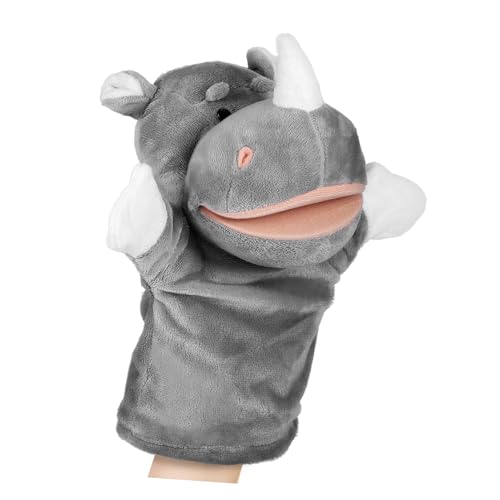 ORFOFE Plüsch Handpuppe Graues Rhinozeros Weiches PP Baumwoll Handspielpuppe Für Rollenspiel Geschichten Erzählen Unterricht Pädagogisches von ORFOFE