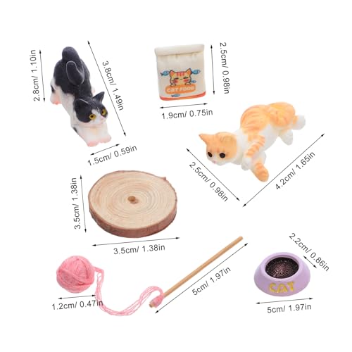 ORFOFE Puppenhaus Set Dekoration Katzenspielset Katzenspielfiguren Tierpuppenhaus Miniatur Katzenfiguren Statue Puppenhauskatze Miniatur Tiere Figuren Puppenhauszubehör Kleine von ORFOFE
