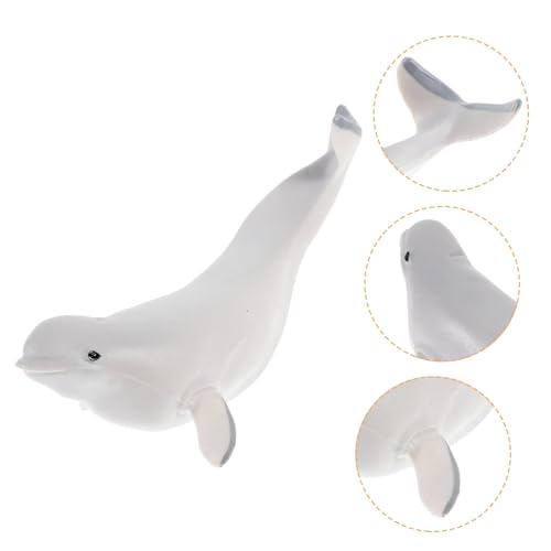ORFOFE Realistische Wal Spielfigur Simulation Tiermodell Kunststoff Weißer Wal Ornamente Pädagogisches Meeresbewohner für Kinderzimmer und Lernzwecke von ORFOFE