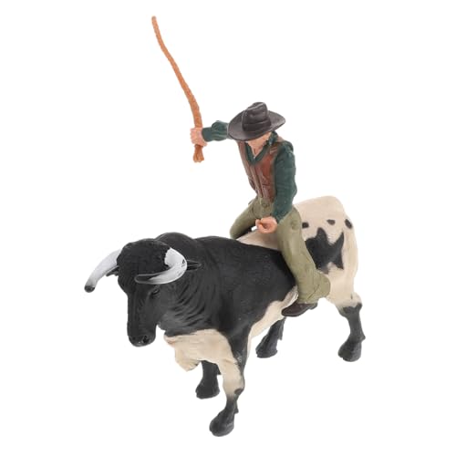 ORFOFE Realistisches Bullfighting Modell Kleine Bullfigur aus Stabilem Harz Detailgetreues Cowboy und Stier Dekoratives Handwerk für Sammler und Heimdeko von ORFOFE