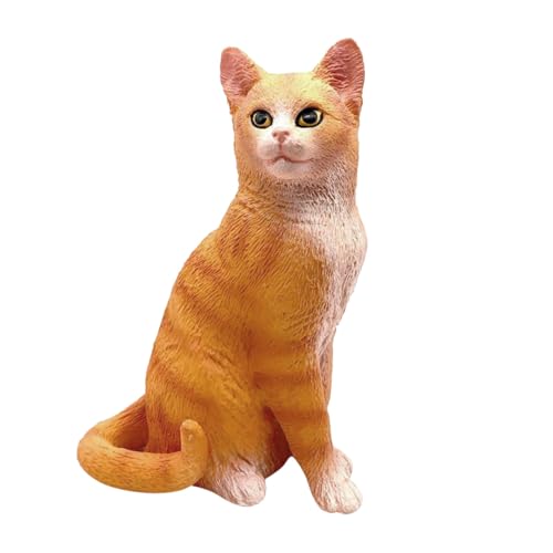 ORFOFE Realistisches Katzenmodell Ornament Sitzende Gelbe Katze Robustes Tierfiguren Desktop Deko Lernspielzeug Pädagogisch von ORFOFE
