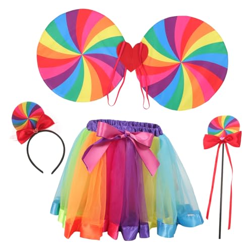 ORFOFE Regenbogen Kostüm Teilig mit Haarreif Tüllrock Zauberstab und Flügeln für Fasching Party Karneval Cosplay Mädchen Verkleidung ORFOFE Regenbogen Kostüm Teilig mit Haarreif Tüllrock Zauberstab und Flügeln für Fasching Party Karneval Cosplay Mädchen Verkleidung von ORFOFE